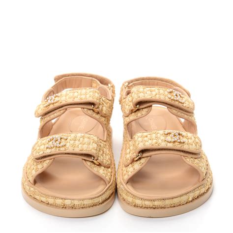 chanel dad sandals beige.